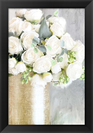 Framed White Roses Print