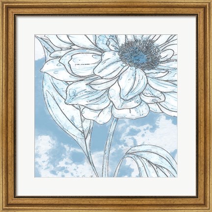 Framed Blue Floral 1 Print
