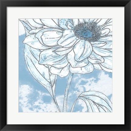 Framed Blue Floral 1 Print