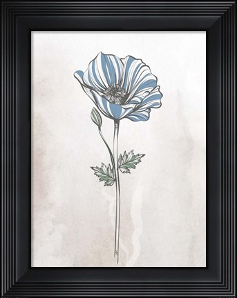 Framed Stone Floral Blues 1 Print