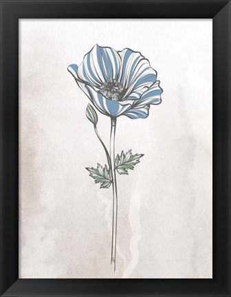 Framed Stone Floral Blues 1 Print