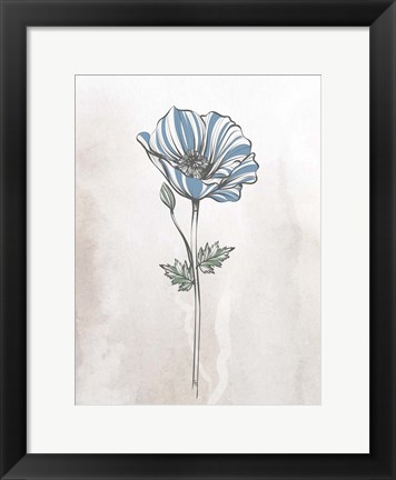 Framed Stone Floral Blues 1 Print