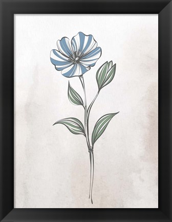 Framed Stone Floral Blues 2 Print