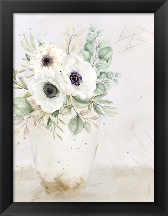 Framed Vase of White Print