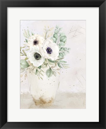 Framed Vase of White Print