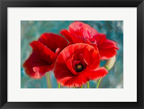 Framed Poppies Blue Print