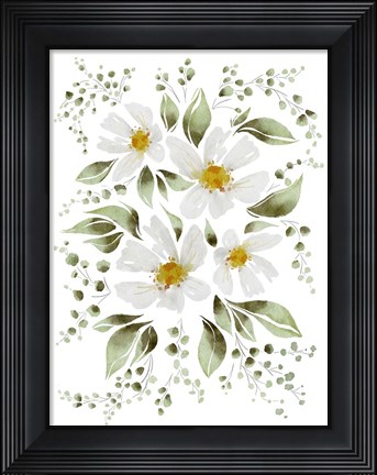 Framed White Flowers Print