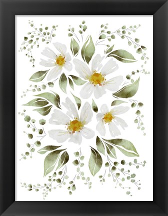 Framed White Flowers Print