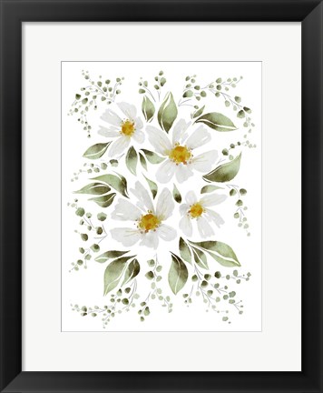 Framed White Flowers Print