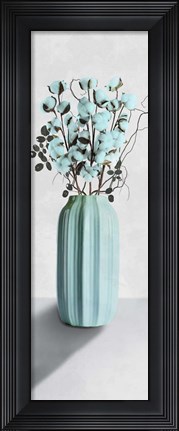Framed Teal Cotton Bouquet 1 Print
