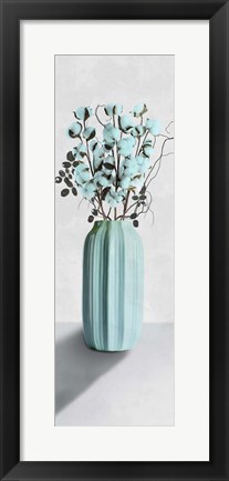 Framed Teal Cotton Bouquet 1 Print