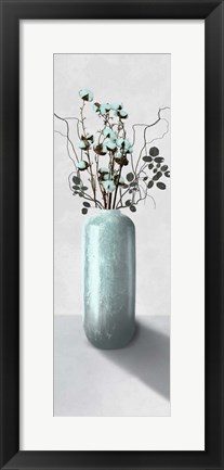 Framed Teal Cotton Bouquet 2 Print