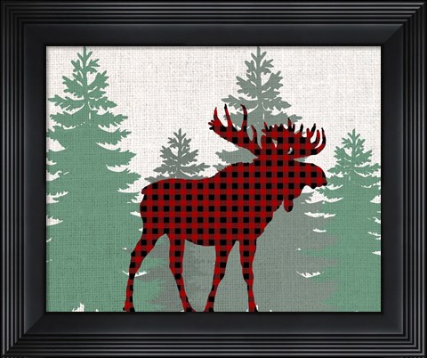 Framed Moose Plaid Print