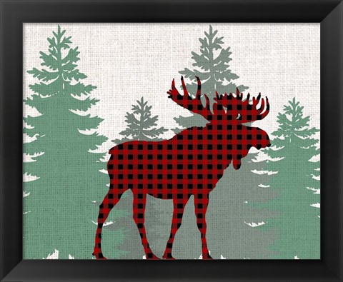 Framed Moose Plaid Print