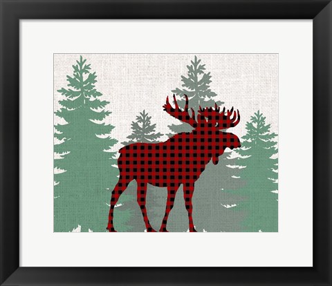 Framed Moose Plaid Print