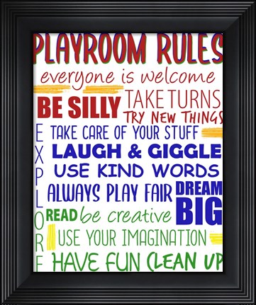 Framed Playroom Rules Print