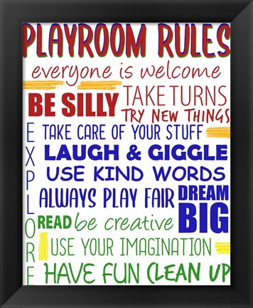 Framed Playroom Rules Print