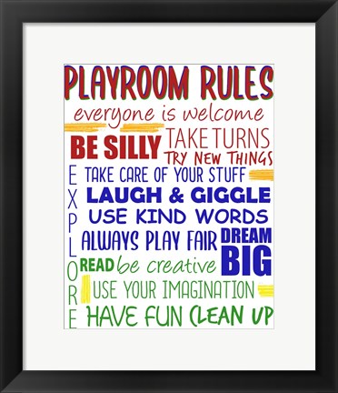 Framed Playroom Rules Print