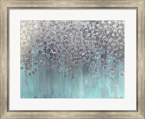 Framed Raining on Aqua Print