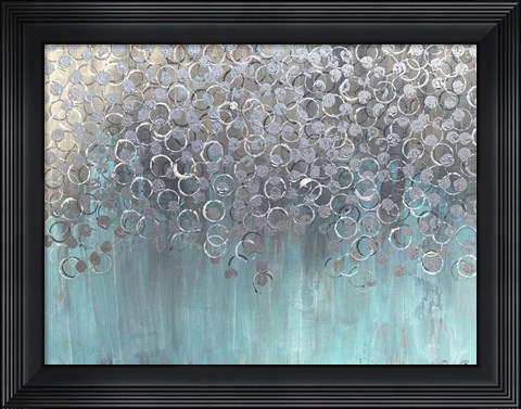 Framed Raining on Aqua Print