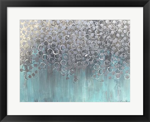 Framed Raining on Aqua Print