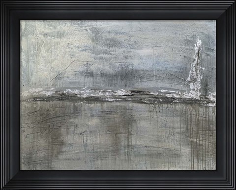 Framed Metallic Landscape with Silver Leaf Print