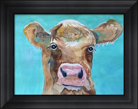 Framed Gazing Cow 1 Print