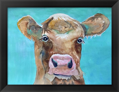 Framed Gazing Cow 1 Print