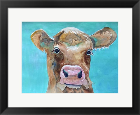 Framed Gazing Cow 1 Print