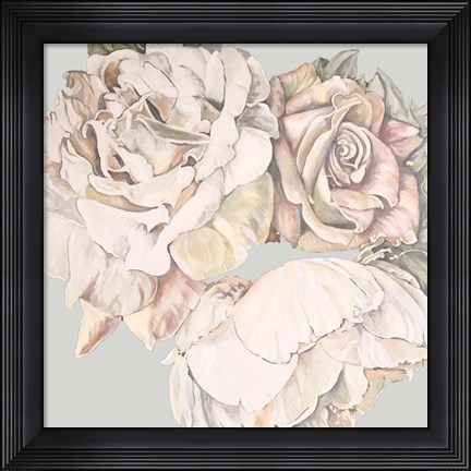 Framed Soft Rose Bunch Print