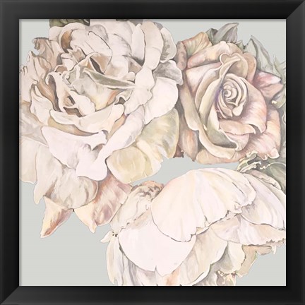 Framed Soft Rose Bunch Print