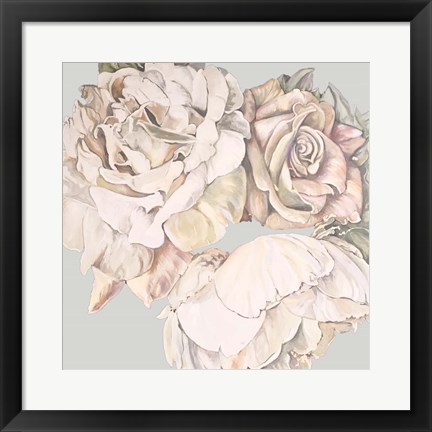 Framed Soft Rose Bunch Print