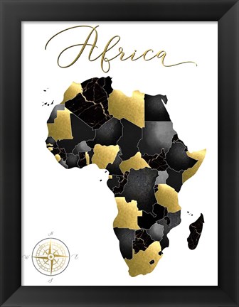 Framed Black Grey Gold Geo Print