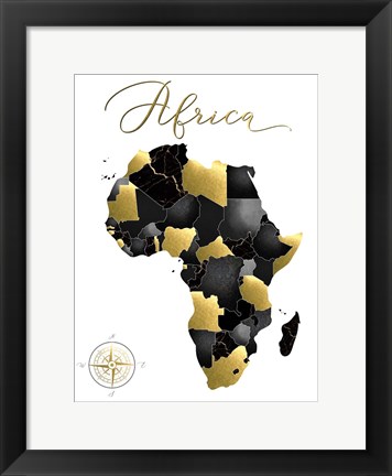 Framed Black Grey Gold Geo Print