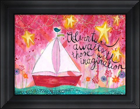 Framed Adventure Awaits Sailboat Print