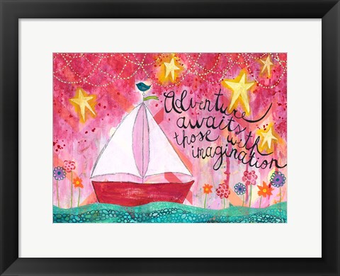 Framed Adventure Awaits Sailboat Print