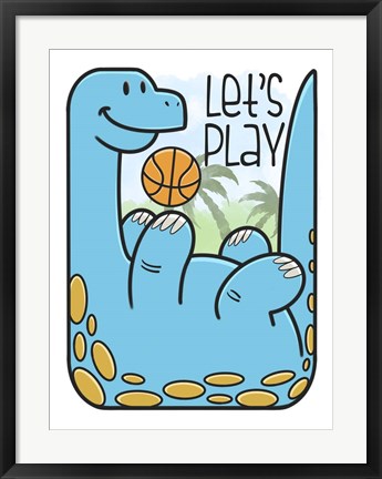 Framed Dino Playing Print