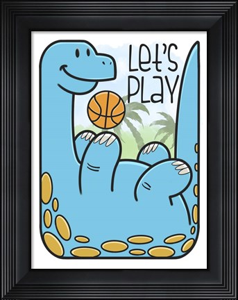 Framed Dino Playing Print