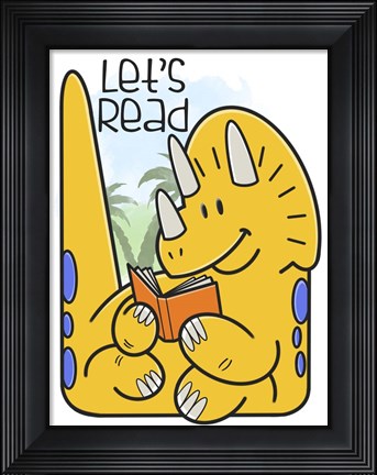 Framed Dino Reading Print