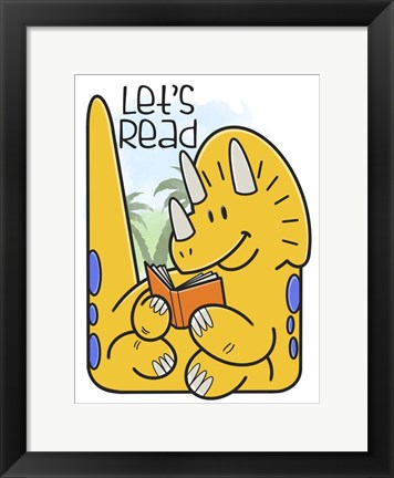 Framed Dino Reading Print