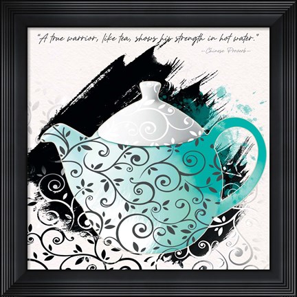 Framed Teal Tea 1 Print