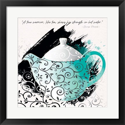 Framed Teal Tea 1 Print