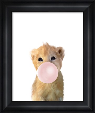Framed Baby Lion Bubble Gum Print