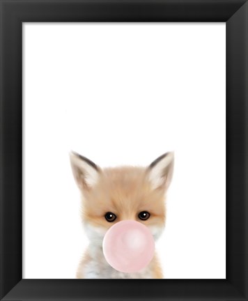 Framed Woodland Fox Bubble Gum Print