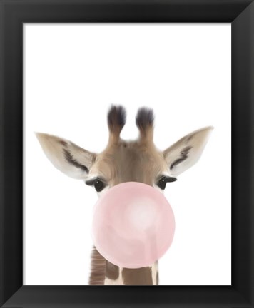 Framed Giraffe Bubble Gum Print