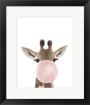 Framed Giraffe Bubble Gum Print