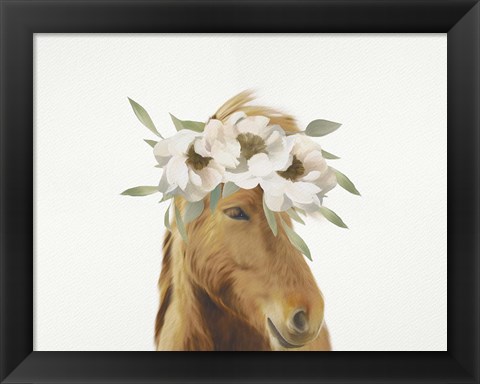 Framed Floral Horse Print