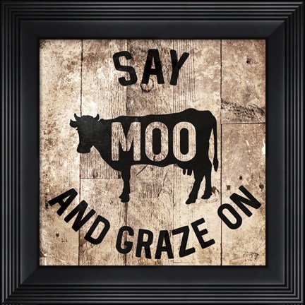 Framed Say Moo Print