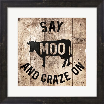 Framed Say Moo Print