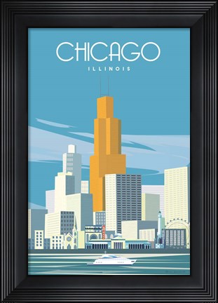 Framed Chicago from Lake Michigan Print